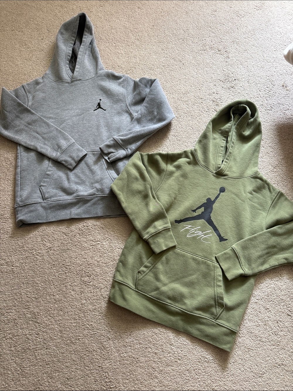 Jordan Kids Hoodies in Gray & Olive Green